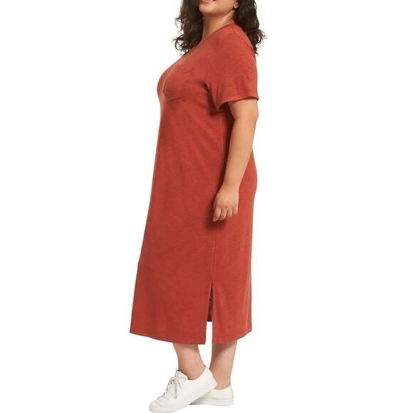 NWT JESSICA SIMPSON Ladies Comfy Lounge Tee Midi Dress in Orange Burnt Brick: Si - Picture 5 of 5